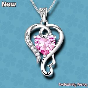 Exclusively Fancy Pink Heart Cubic Zirconia Pendant Necklace – New